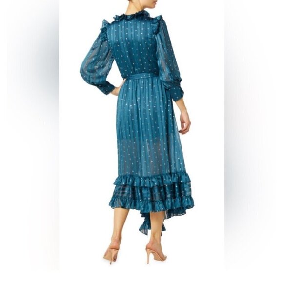 NWT MISA LOS ANGELES Midi Dress Teal Blue Wrap Style Gabriella‎ Size S - Picture 6 of 13